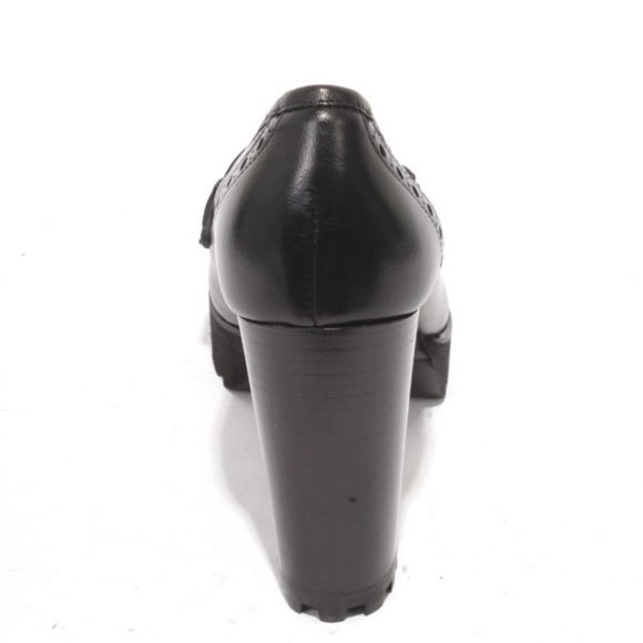 Luca Grossi 915 Italian Black Leather Platform Heel Shoes Loafers Pumps - Picture 5 of 8